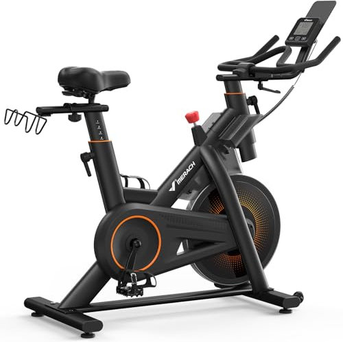 MERACH Heavy Duty Magnetic Exercise Bike with 30% Heavier Flywheel | 50% Enhanced Training Efficiency, 350 lbs Weight Capacity - Exclusive APP Customization Plans & LCD Display Indoor Spin Bike