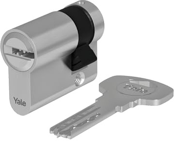 Yale Europrofil Zylinder 2000 PLUS Serie Halbzylinder 30/10mm Nickel matt mit 5 Schlüsseln ideal für Garagentore und Kellertüren