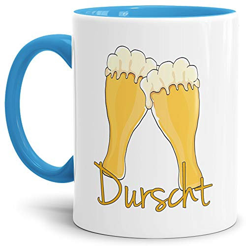 Tasse Durscht zum Münchener Oktoberfest/Kaffeetasse/Mug/Cup/Bayern/Innen & Henkel Hellblau