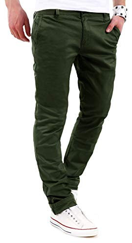 behype. Herren Basic Chino Jeans-Hose Stretch Regular Slim-Fit 80-0310,Khaki,34W / 32L