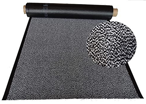 MERTEX Strapazierfähiger Schmutzfangläufer Meterware 200 cm schwarz/weiß meliert - ohne Rand an den Schnittkanten (200 x 520 cm, schwarz/weiß)
