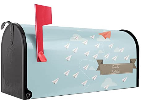 banjado® Amerikanischer Briefkasten individualisiert - US Mailbox/Letterbox mit Motiv Wolken 51x22x17cm - Postkasten Stahl aus Amerika – Briefkasten amerikanisch pulverbeschichtet