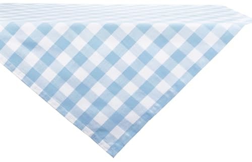 DII Buffalo Check Collection, Classic Farmhouse Tablecloth, Table Topper, 40x40-Inch Square, Light Blue & White