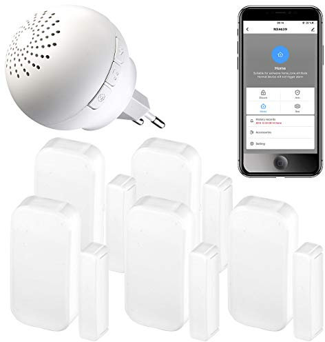 VisorTech Alarmsysteme: 6-teiliges WLAN-Alarmsystem für Funkgeräte, 5X Fenster-/Türsensor, App (WLAN Alarmanlage, Alarmanlage Haus Bewegungsmelder, Steckdose Schalter)