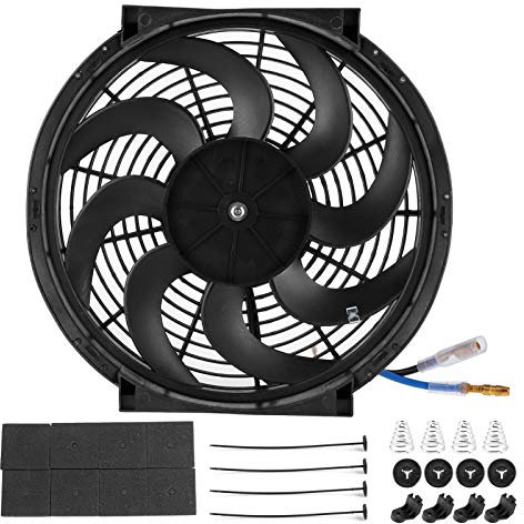 14in Cooling Fan,Electric Slim Fan Electric Radiator Cooling Fan 14in 80W Universal Car Modified Parts with Mounting Kit