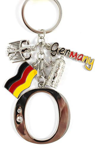 ELLUG Schlüsselanhänger H.: 11cm Buchstaben/Letter/Initalien/Alphabet/ABC mit Glitzersteinen & Charms Bierkrug/Adler/Deutschland-Fahne/Germany (O)