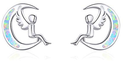925 Sterling Silber Mond Fee Elf Opal Ohrstecker Für Frauen Kleine Ohrringe Silber 925 Schmuck