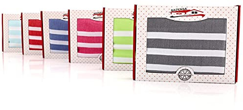 BAZERGA Fouta Strand, leichtes Strandtuch, leichtes Badetuch, Yoga-Decke, Sauna, Hamamam, Ultra-saugfähig, Sofahandtuch, 100% Baumwolle (grün)