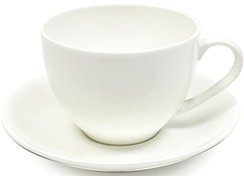 Maxwell & Williams Cashmere Tea Cup and Saucer Set, Fine Bone China, 230 ml - White (Set of 4 Tea Cups and 4 Saucers)