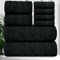 Casabella Premium Quality 8 Pc Set Black Towel Set 100% Combed Cotton 650 GSM Towels Set-2 Bath Towels, 2 Hand Towels, 4 Wash cloths, Highly Absorbable 8 Pc Black Towel bale Sets