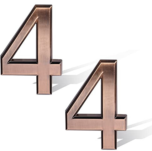 SAVITA 2pcs 7cm/2.75inch Bronze Mailbox Numbers, Adhesive Address Number Stickers Door Numbers Sign for House Apartments Hotels Cars (Number 4)
