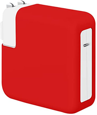 LCMOCICO 30W / 35W Charger Protective Sleeve Case for MacBook Air 15 13 inch M2 A2941 2023 A2681 2022 2020 M1 A2337 A2179 Soft Silicone Power Adapter Cover for mac 13 inch Air A1932 2019 2018, Red