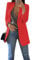 YMING Femme Décontracté Vestes Amples à Manches Longues Blazer Automne Cardigan Couleur Unie Blazers Rouge XL