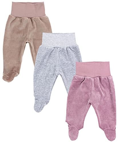 TupTam Mädchen Nicki Baby-Hose mit Fuß 3er Pack, Farbe: Melange Grau/Beige/Rosa, Größe: 62