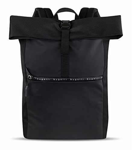 bugatti Blanc DeLight Rolltoprucksack 15, Rollrucksack für Uni Business Fahrrad, schwarz