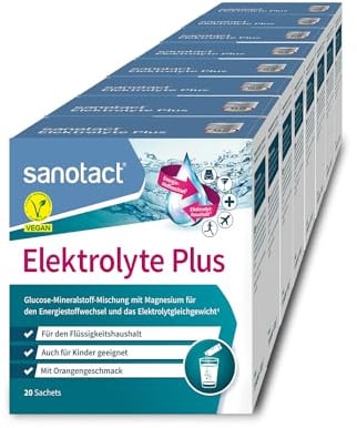 sanotact Elektrolyte Plus (160 Beutel) • Elektrolyt Pulver für Flüssigkeitshaushalt • Kalium & Magnesium für Elektrolytgleichgewicht • 100% Vegan • Hydration • Mit Orangengeschmack