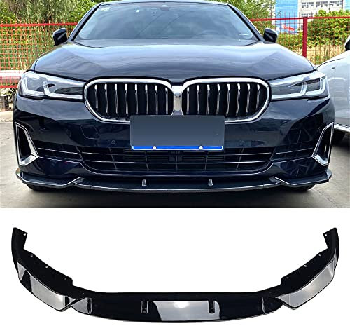 OGENDE 3 Stück/Set Auto Frontstoßstange Splitter Lip Spoiler Diffusor für BMW 5er G30 G31 520i 525i 530i 2021 2022, ABS-Kunststoff, Schwarz Glanz, Kohlefaser-Look,Glossy-Black