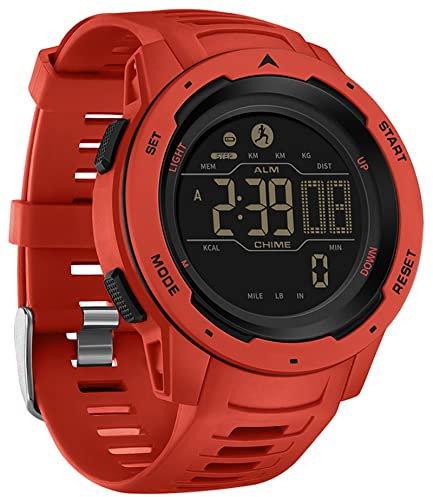 Mens Digital Watch Military Watches for Men Step Calorie Counter Watch Pedometer Stopwatch Alarm Multifunction LED Backlight 5ATM Waterproof Watch for Men