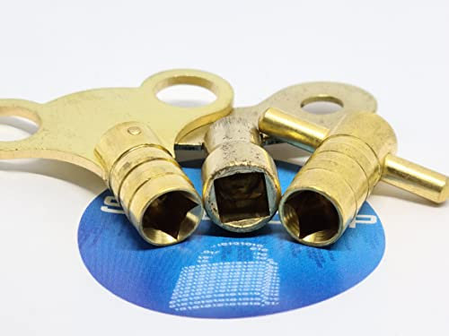 Radiator Keys - Brass Rad Valve Bleed Keys - 3 Pack Squre Socket Keys - Professional Plumbers & DIY Homeowner Tool for Radiator Valves