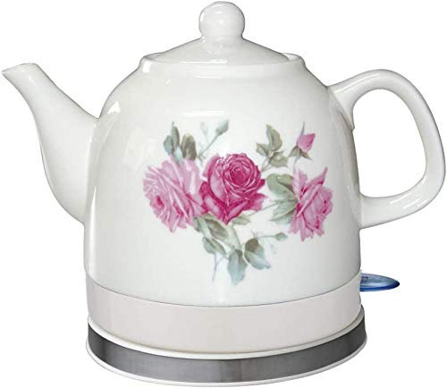 Hokcus Bollitore elettrico in ceramica senza fili Teiera-Retro 1.2L Brocca, 1200W Base rimovibile, Bollire Protezione Secca/C/B