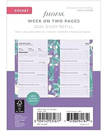 Filofax Pocket Illustrated Floral Week on 2 Pages 2022 Diary Pack