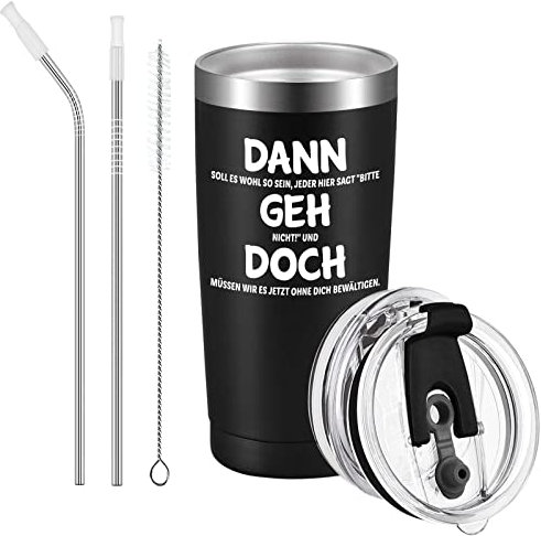 Livole Abschiedsgeschenk Kollegen, Wichtelgeschenke für Kollegen, Chef, Männer, Abschied Kollegen Kollegin Jobwechsel - Dann Geh Doch! - 20oz 600ml Doppelwandig Vakuumisolierte Edelstahl Weinbecher