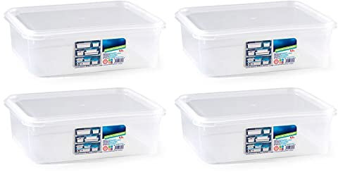 Tradineur - Pack de 4 Fiambreras Modelo N.º 7 - Fabricado en plástico - Capacidad de 6,5 litros - Apta para microondas y lavavajillas - 10,5 x 32,5 x 26,5 cm