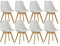 GrandCA HOME 8er-Set Esszimmerstühlen, Küchenstuhl mit Beinen aus Kiefernholz, gepolsterte Stühle für Esszimmer, Wohnzimmer und Küche, Weiß