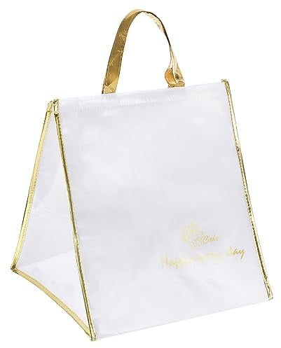 PATIKIL Isolato Borsa, Tessuto Non Tessuto Cibo Consegna Borsa Termica Torta Trasporto Borse Cibo Contenitore per Casa Ufficio Ristorante, 43x37x37cm, Bianco