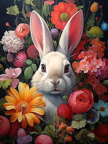 Reofrey 5D Diamond Painting Zubehör Kaninchen, DIY Full Dril Tier Diamant Painting Bilder Set Diamant Malerei Vollbohrer, Kreuzstich Erwachsene Stickerei Crystal Strass Foto Craft Für Home 30X40cm