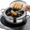SASHA SQUARE Faitout profond de style japonais friteuse en acier inoxydable avec thermomètre et couvercle de vidange pour enlever l'huile supplémentaire dans la casserole