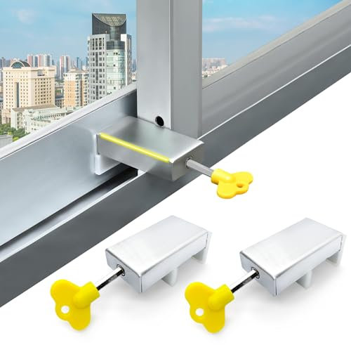 Fitza Cierre ventana corredera (2Pcs)-Bloqueo ventanas correderas de Aluminio-Cerradura ventana corredera para garantizar tu seguridad-Seguro ventanas correderas