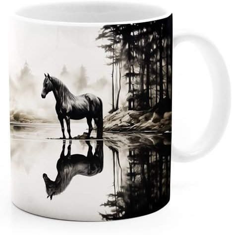 SpecialMe® Tasse Pferde-Motive Wintermotive XMAS Geschenk für Pferde-Liebhaber Pferdefans Mädchen 4 weiß standard