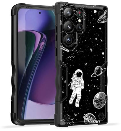 EFGWSDER Schutzhülle für Galaxy S24 Ultra, zweilagig, 3 m Fallschutz in Militärqualität, rutschfest, strapazierfähig, stoßfest, für Samsung Galaxy S24 Ultra 2024, Astronaut Planet