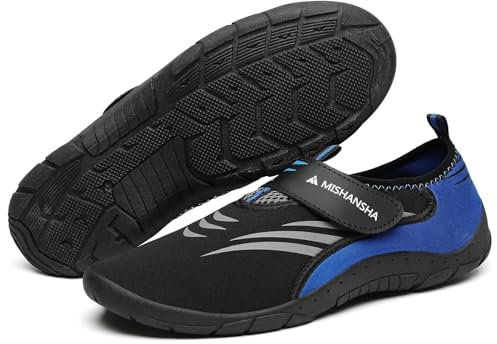 Mishansha Badeschuhe Herren Damen Wasserschuhe Schnell Trocknend Schwimmschuhe Leicht Neopren Aquaschuhe Bequem Tauchschuhe Outdoor Meeresschuh für Kajakfahren Kobaltblau EU Gr.45