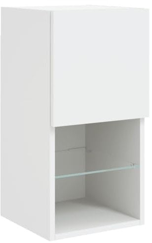vidaXL TV Schrank, Fernsehschrank mit LED-Leuchten, Lowboard HiFi Schrank mit viel Stauraum, Wandmontage Fernsehtisch TV Möbel, Weiß
