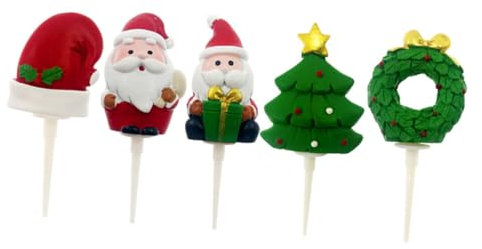 Warmhm 5st Kuchendekoration Aus Harz Kuchendekorationen Mini-zylinder Santa Kuchen Topper Cupcake-topper Cartoon-kuchendekoration Weihnachts-cupcake-picks Weihnachtsbaum Pappbecher Ältere