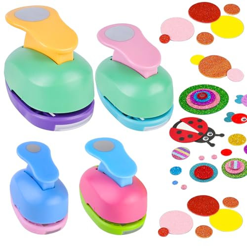 4 Stück Papierstanzer Set, Motivstanzer Motivlocher Stanzer Ausstanzer Set, Motiv Locher Stanzer Schmetterling für Kinder DIY Scrapbook Fotoalbum Handwerk Grußkarten, Stanzwerkzeug (Rund)