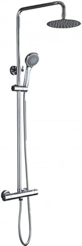 MICE - Columna de ducha termostática hecha de acero inoxidable con Barra extensible - Griferia de baño con control de temperatura - Rociador y mango de ducha Serie Eco-Kent Cromado BTK017-ECO