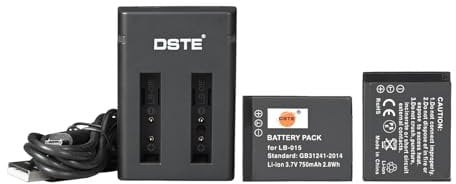 DSTE 3.7V Power Battery LB-015 (2-Pack) Replacement Battery and Dual Charger Compatible for Kodak WPZ2