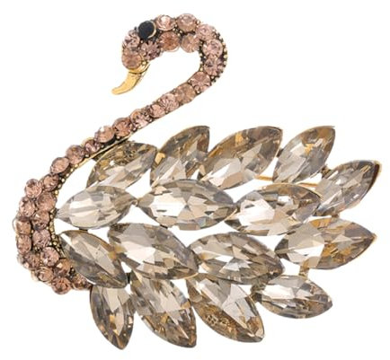 FAIRYGATE Brooches for Women UK Vintage Large Swan Brooch for Ladies Mum Silver Champagne Colour Pins with Cubic Gift Wedding Party Jewellery Sweater Coat Evening Dress B1625