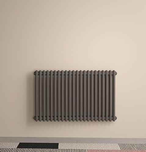 Bathroom Radiator Anthracite Radiators Horizontal Double Column Traditional Designer Rads Cast Iron Style 600 x 1010mm
