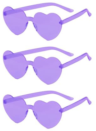 Jxuane 3 Pack Heart Shaped Sunglasses Ladies FashionRimless SunglassesVintage Love Heart Sunglasses for Purple Eyewear Shopping BeachOutdoor Party