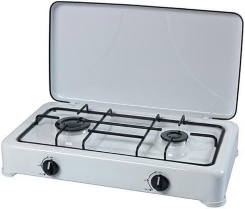 Fornello da Campeggio a Gas 2-3-4 Fuochi - Struttura in Acciaio Verniciato, Griglia Smaltata, Con Coperchio. (2 Fuochi)