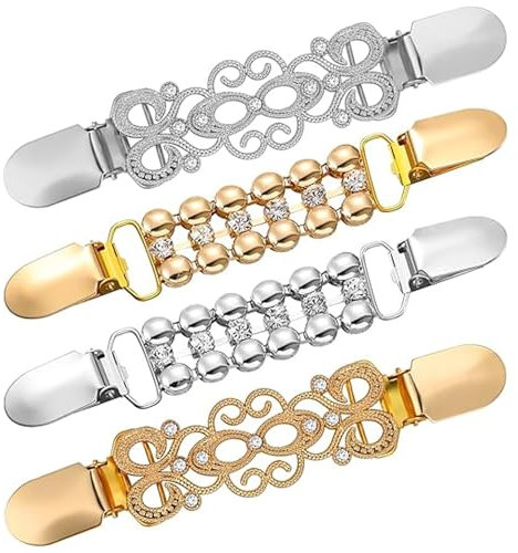 Cardigan Clip,4 Stk Vintage Pullover Schal Strickjacke Clips,Clip Für Kleidung,Kette Kreative Schal Clips,Retro Swirl Mantel Broschen Antike Umhang Brosche,Frauen Kragen Kleider Clips für Damen Access