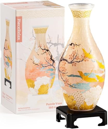 PieceRelax 3D Puzzle Blumenvase – Spring Symphony | 160 Kunststoffteile | DIY-Vase zum Selbstbauen | Entspannendes Geschenk für Zuhause [S1040]