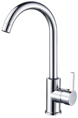Küchenspüle Armaturen Edelstahl Matt Küchenarmatur Deck Spülen Wasserhahn Hoher Bogen 360 Grad Drehbar Kalt Heißmischer Wasserhahn Chrom A
