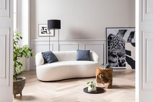 Dynamic24 Nierensofa 2-Sitzer Bouclé Stoff Sofa Couch Garnitur Polstersofa Stoffsofa Weiß