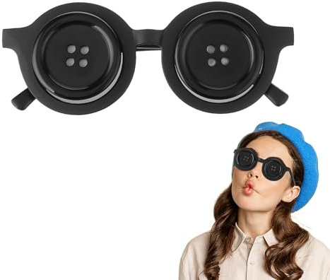 Sibba Halloween Partybrille Knopfbrille Augen Brille für Karneval Retro Spaßbrille Schwarzer Rund Button Eyes Glasses Kunststoff Brillen Kostüm Zubehör Hippie Verkleidung Party Cosplay Foto Requisiten
