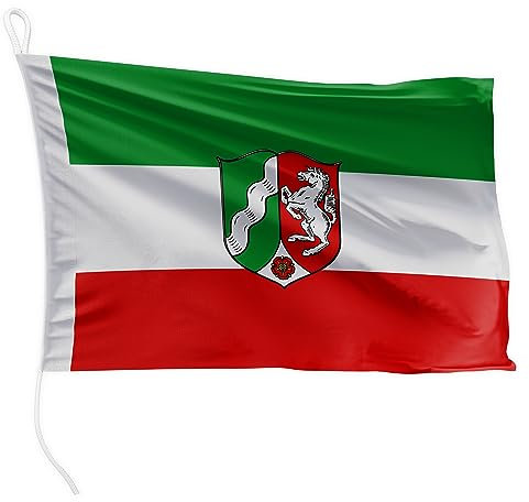 FLAGLY Premium Bootsfahne Nordrhein-Westfalen 40 x 60 cm - 115g/m² Stoffgewicht - gedruckt, robust mit Strick & Schlaufe, Bootszubehör Motorboot (40 x 60 cm - Nordrhein-Westfalen)